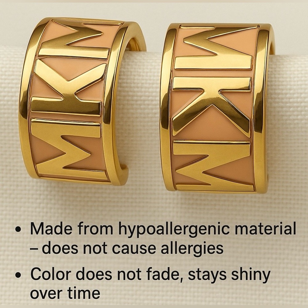 Gold Michael Kors Men's Hoop Earrings - Picture 2 of 16